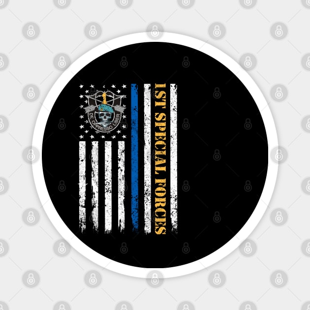 Proud US Army 1st Special Forces Group American Flag De Oppresso Liber SFG - Gift for Veterans Day 4th of July or Patriotic Memorial Day Magnet by Oscar N Sims